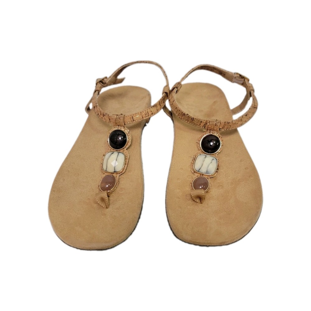 Vionic Lizbeth Podiatrist Designed Stone Embellished Thong Sandals Cork Straps 8